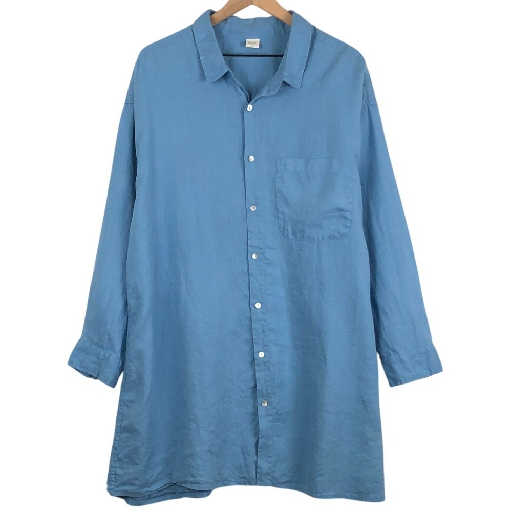ROVE Byron Bay 100% Linen Summer Shirt Dress Sz XL Button L/S